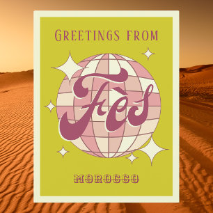 Fès Marokko Urlaub Retro grün Postkarte