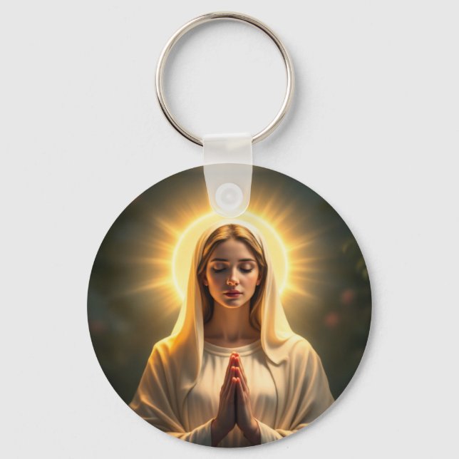 Fesselnde Aufrichtigkeit: Jungfrau Mary Gebet Schlüsselanhänger (Vorderseite)