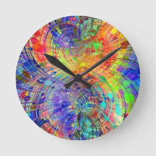 Fesselnde farbenfrohe Spiralen Runde Wanduhr