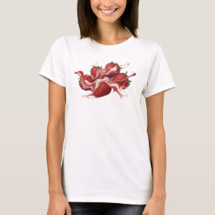 Fesselnde rote abstrakte Erdbeeren Modekunst T-Shirt