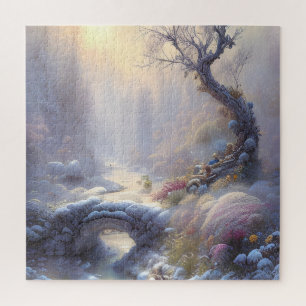 Fesselnde Winter-Wunderland-Landschaftskunst Puzzle