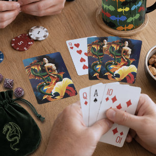 Fesselndes Koi-Meerjungfrau-Wasser-Drachen-Fantasi Spielkarten
