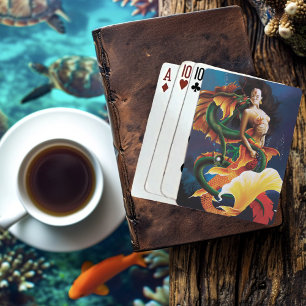 Fesselndes Koi-Meerjungfrau-Wasser-Drachen-Fantasi Spielkarten