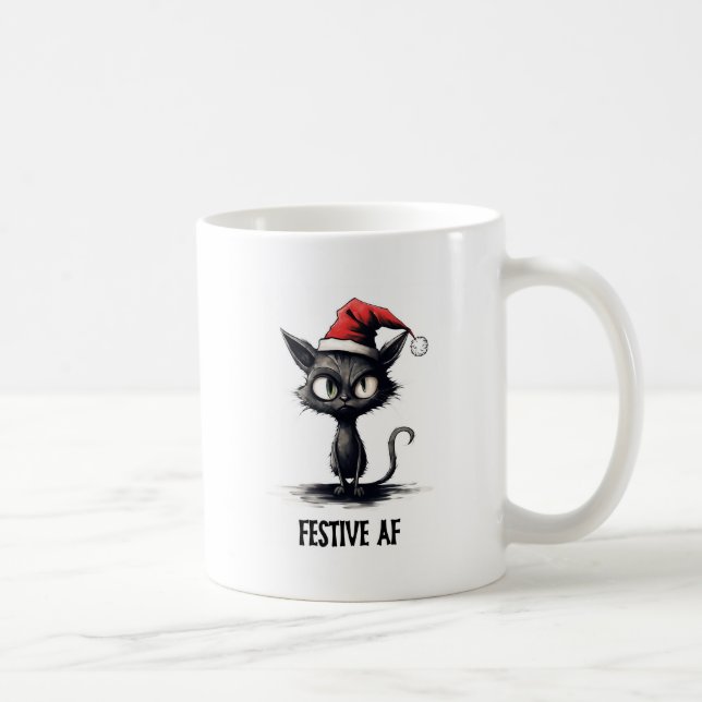 Fest AF Funny Cat Weihnachten Kaffeetasse (Rechts)