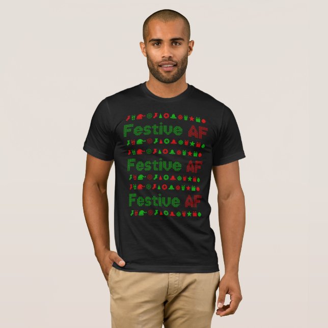 Fest AF Weihnachtssymbole T - Shirt (Vorne ganz)