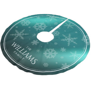 Fest Blaue Fohlen Schneeflocken Polyester Weihnachtsbaumdecke
