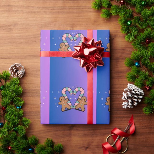 Fest Candy Cane & Gingerbrot Urlaub Geschenkpapier (Feiertagsgeschenk)