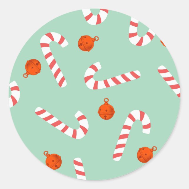 Fest Candy Cane Umschlag Aufkleber Round Stickers (Vorderseite)