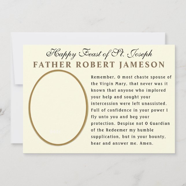 Fest der katholischen Gedenktafel St. Joseph Karte (Vorderseite)