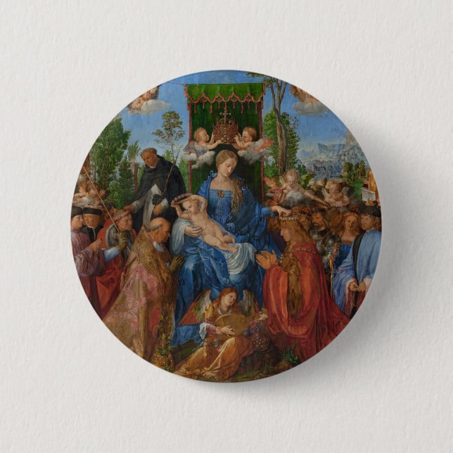 Fest der Rose Garlands, 1506 (Holzöl) Button (Vorderseite)