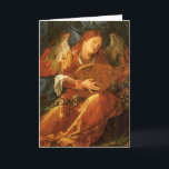 Fest der Rose Garlands Engel von Albrecht Durer Feiertagskarte<br><div class="desc">Fest der Rose Garlands (Engeldetails) (1506) von Albrecht Dürer (1471-1528). Eine Vintage Renaissance-Ära mit einem religiösen Porträtmalerei,  in dem ein musikalischer Engel auf einem Musikinstrument,  der Laute,  Musik spielt.</div>