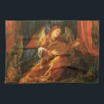 Fest der Rose Garlands Engel von Albrecht Durer Geschirrtuch<br><div class="desc">Fest der Rose Garlands (Engeldetails) (1506) von Albrecht Dürer (1471-1528). Eine Vintage Renaissance-Ära mit einem religiösen Porträtmalerei, in dem ein musikalischer Engel auf einem Musikinstrument, der Laute, Musik spielt.</div>