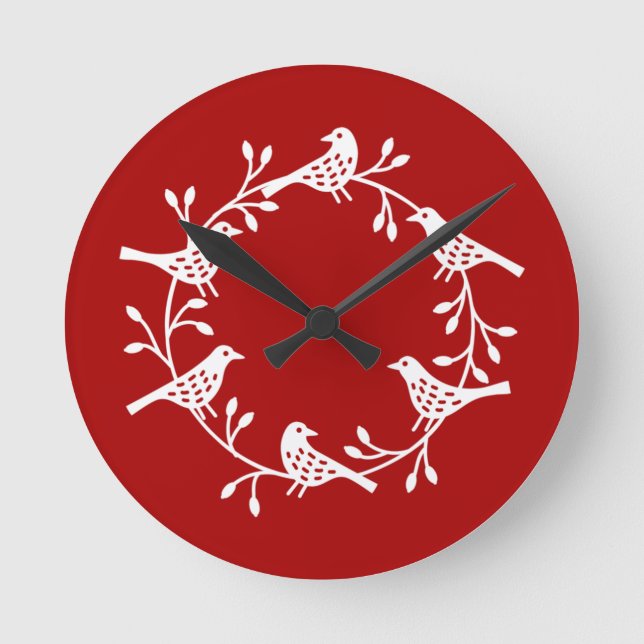 Fest der Vogel und der Blume Skandinavien Runde Wanduhr (Vorderseite)