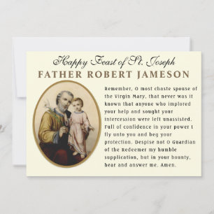 Fest des hl. Josef katholische Memorare-Gebetskart Karte