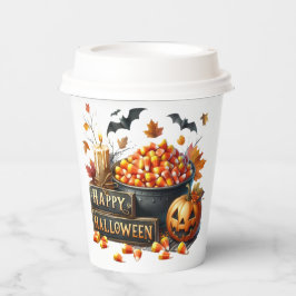 Fest Fall Happy Halloween Candy Corn Paper Cup Pappbecher