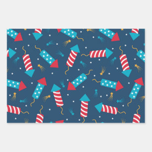 Fest-Feuerwerk Muster Wrapping Papers Geschenkpapier Set