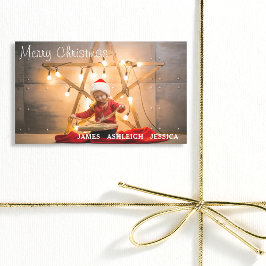 Fest Frohe Weihnachten Personalisiertes Foto Rechteckiger Aufkleber