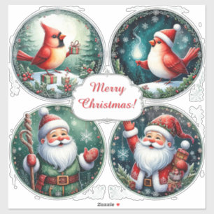 Fest Frohe Weihnachts-Postkarte Aufkleber