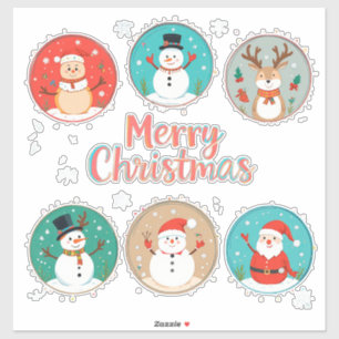 Fest Frohe Weihnachts-Postkarte Aufkleber