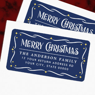 Fest Frohe Weihnachtsblauen Rücksendeadresse Adressaufkleber