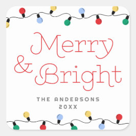 Fest fröhlich und hell farbenfrohe Weihnachtsbeleu Quadratischer Aufkleber