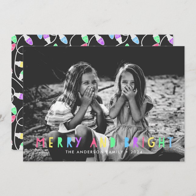 Fest fröhlich und hell Single Foto Weihnachten (Vorne/Hinten)