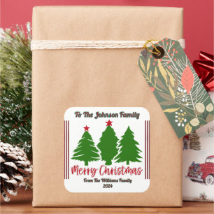 Fest fröhliches Weihnachtsstickerdesign Quadratischer Aufkleber