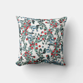 Fest gefärbte rote und blaue Beeren immergrüner Kr Kissen