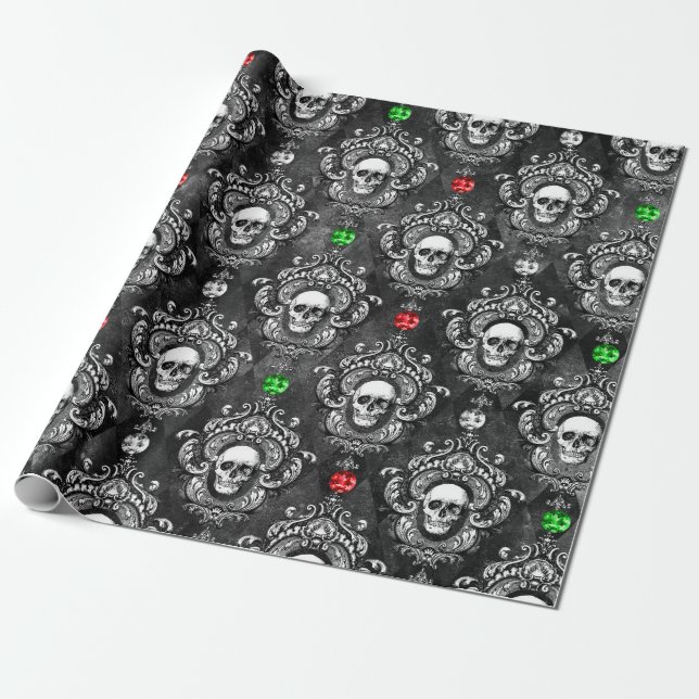 Fest gefärbtes Skull-Wrapping Papier Geschenkpapier (Ungerollt)