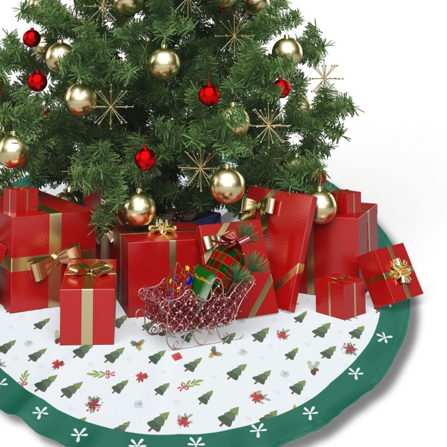 Fest Grüne Wasserfarbenen Pinienbäume Polyester Weihnachtsbaumdecke (Von Creator hochgeladen)