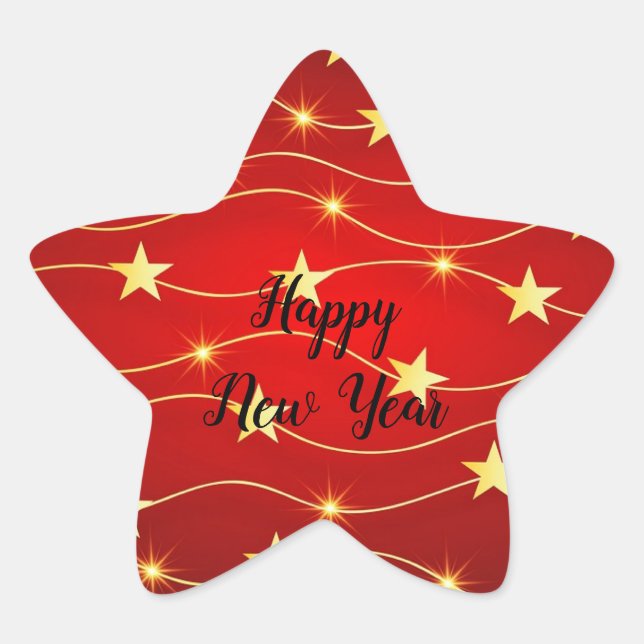 Fest-Happy-New-Year-Star-Sticker Stern-Aufkleber (Vorderseite)