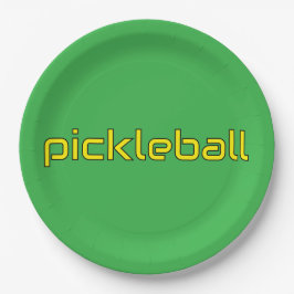 Fest-hellgelber PICKLEBALL-Text Pappteller