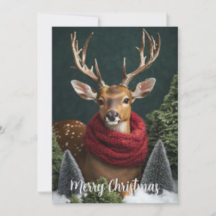 Fest Hirsche mit Rotem Scarf Weihnachten