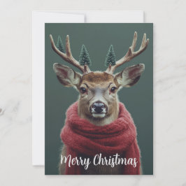 Fest Hirsche mit Rotem Scarf Weihnachten