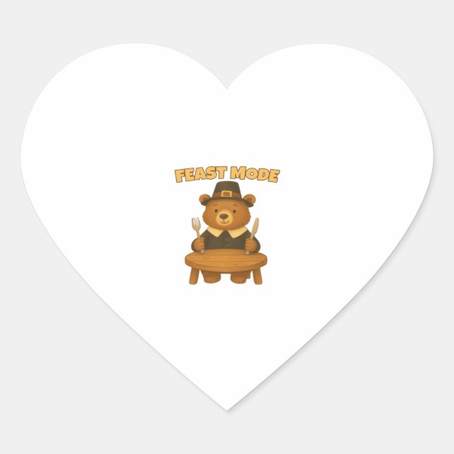 Fest Mode Thankgiving Türkei - Niedlich Pilgrim Tu Herz-Aufkleber (Vorderseite)