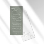 Fest moderne kalligraphische grüne Hochzeitsmenüs Menükarte<br><div class="desc">Ein frisch-minimalistisches Hochzeitsmenü. Mit einer modernen Kalligraphie kombiniert mit einer klassischen Serifentypografie für einen schicken Look. . Dieses Design in grüner Weise ist ideal für eine rustikale, Sommer-, Herbst-, Frühling-Land-oder Outdoor Hochzeit. Wenn Sie Hilfe benötigen oder Fragen haben, kontaktieren Sie mich bitte (Maria) über den unten stehenden Kontaktknopf, ich bin...</div>