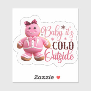 Fest Pink Gingerbread Mann verbreitet Chef Aufkleber