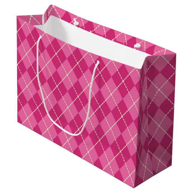 Fest rosa Raute Geschenktasche Große Geschenktüte (Vorderseite Schrägansicht)