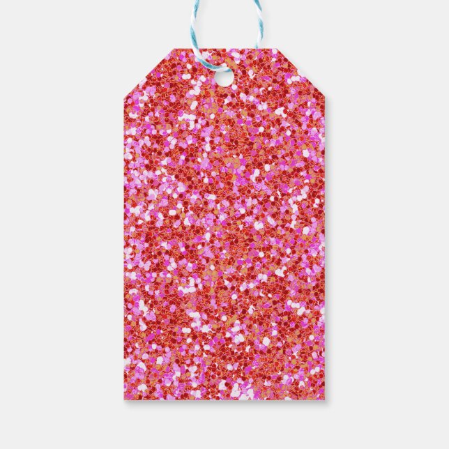 Fest rosa und roter Glitzer - Geschenketiketten Geschenkanhänger (Rückseite)