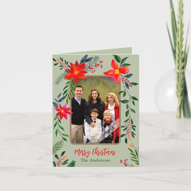 Fest Rote Flora Wasserfarbe 1 Foto Weihnachten (Vorderseite)