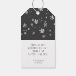 Fest Schneeflocken Nachricht Grauer Weihnachtsfeie Geschenkanhänger