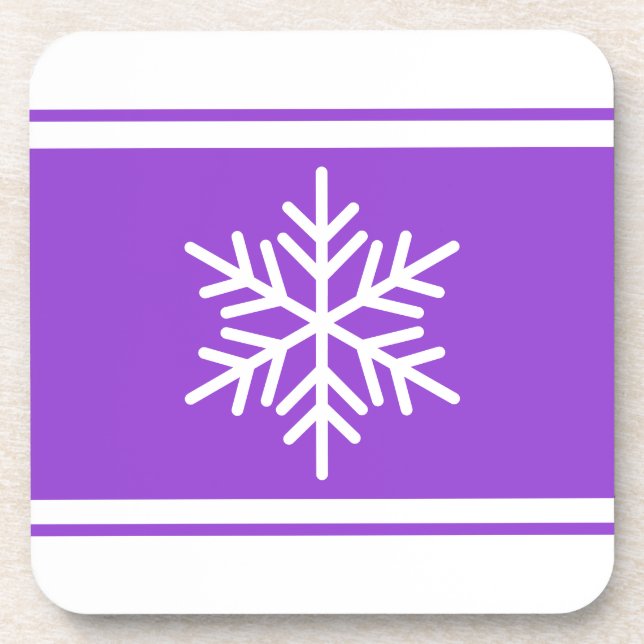 Fest Spaß Snowflake Hübsche Lila Streifen Getränkeuntersetzer (Vorderseite)