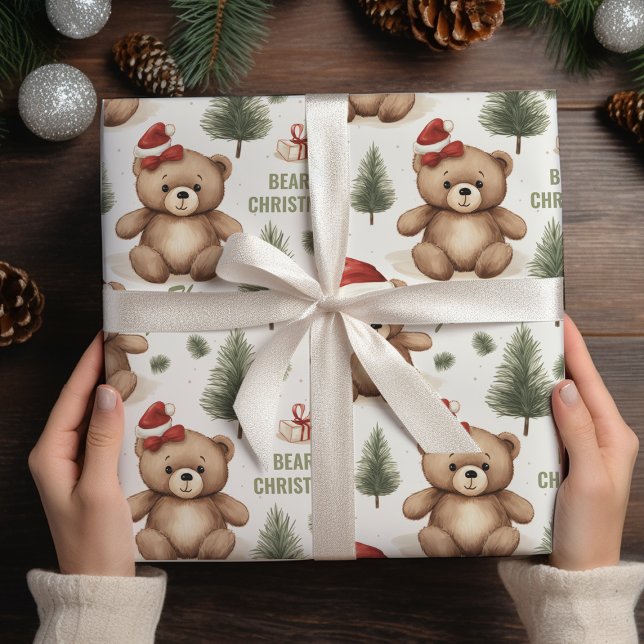Fest Teddy Bears Nachname Wrapping Paper Geschenkpapier (Von Creator hochgeladen)
