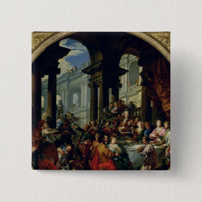 Fest unter einem IonenPortico, c.1720-25 Button (Vorderseite)