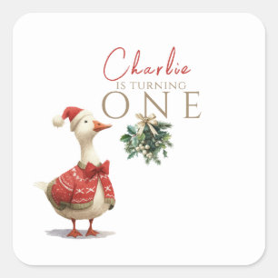 Fest Winter Geburtstag Eine Alberne Weihnachtsgans Quadratischer Aufkleber