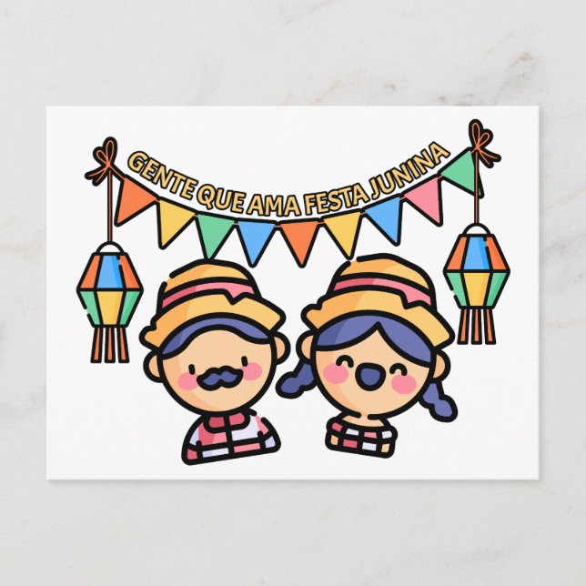 Festa Junina Bauern Postkarte (Vorderseite)