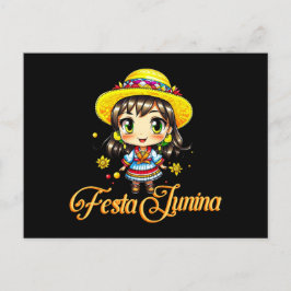 Festa Junina Niedlich Farm Girl Postkarte
