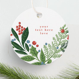 Festbeeren Traditionelle grüne und rote Weihnachts Geschenkanhänger