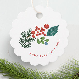 Festbeeren Traditionelle grüne und rote Weihnachts Geschenkanhänger