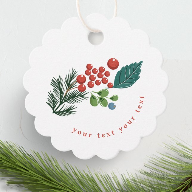 Festbeeren Traditionelle grüne und rote Weihnachts Geschenkanhänger (Von Creator hochgeladen)